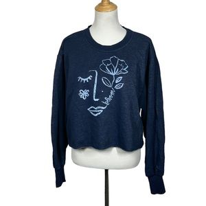 Anthropologie Maeve Blue Cropped Sweatshirt Sz L